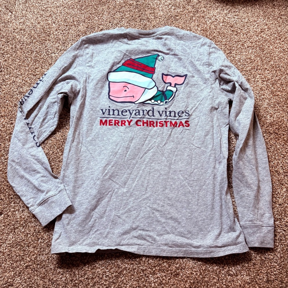 Vineyard Vines Merry Christmas Longsleeve Crewneck Shirt‎ Santa Elf Whale Large